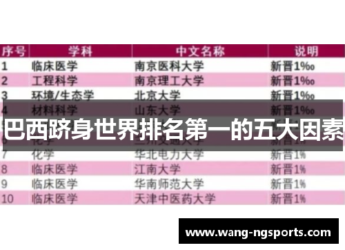 巴西跻身世界排名第一的五大因素